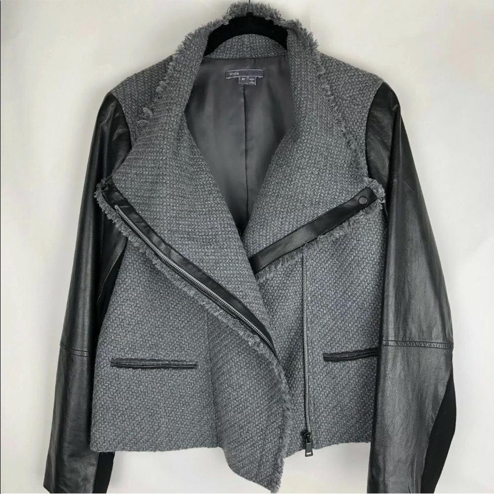 Vince tweed and leather jacket